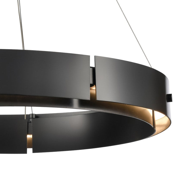 Atlas Lighting Fogelberg 26in 1-Light LED Pendant | Matte Black and Black Metal | Kitchen Island & Dining Room | 26 x 26 x 3 in | Model CL12540-BK