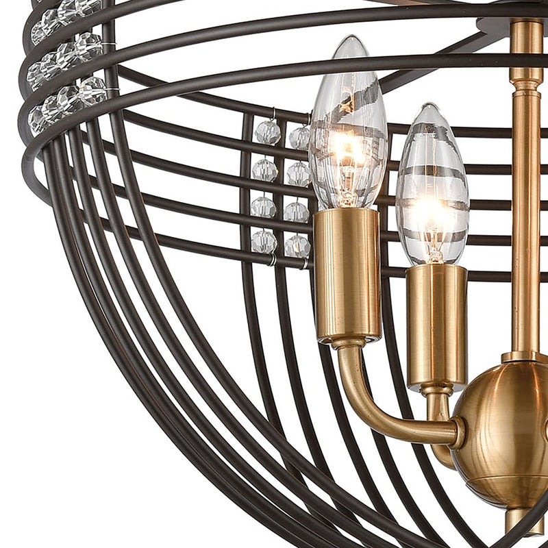 Atlas Lighting Concentric 16in 4-Light Semi-Flush Mount | Oil Rubbed Bronze and Satin Brass Metal | Entryway & Hallway | Model CL12541-BZ