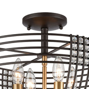 Atlas Lighting Concentric 16in 4-Light Semi-Flush Mount | Oil Rubbed Bronze and Satin Brass Metal | Entryway & Hallway | Model CL12541-BZ