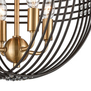 Atlas Lighting Concentric 16in 4-Light Semi-Flush Mount | Oil Rubbed Bronze and Satin Brass Metal | Entryway & Hallway | Model CL12541-BZ