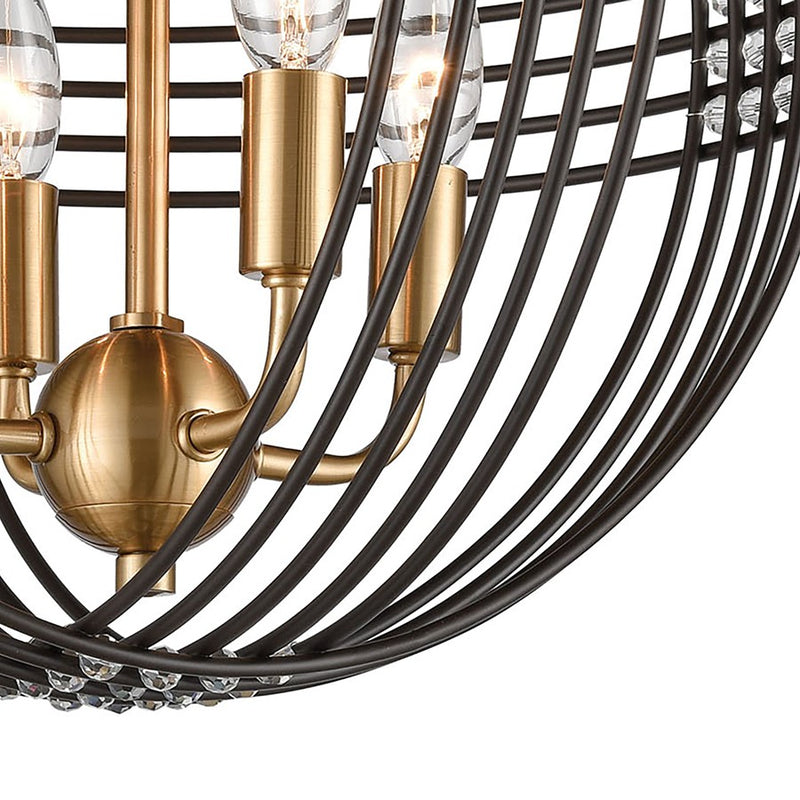 Atlas Lighting Concentric 16in 4-Light Semi-Flush Mount | Oil Rubbed Bronze and Satin Brass Metal | Entryway & Hallway | Model CL12541-BZ