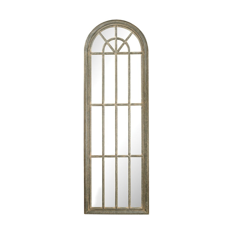 Atlas Lighting Arched Windowpane 71in Tall Wall Mirror | Aged Gray Wood | Entryway & Hallway Accent | Model MI11007-01