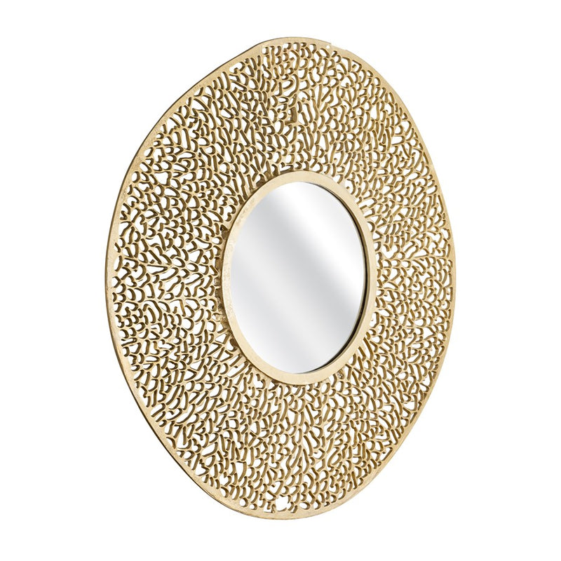 Atlas Lighting Azoni 45in Round Wall Mirror | Modern Soft Gold Metal Frame | Entryway & Living Room Accent | 45 x 45 x 1 in | Model MI11011-01