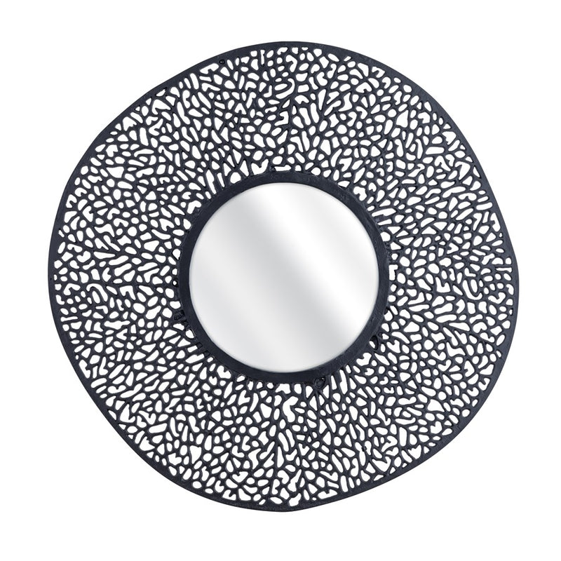 Atlas Lighting Azoni 45in Round Wall Mirror | Modern Matte Black Metal Frame | Entryway & Living Room Accent | 45 x 45 x 1 in | Model MI11011-02