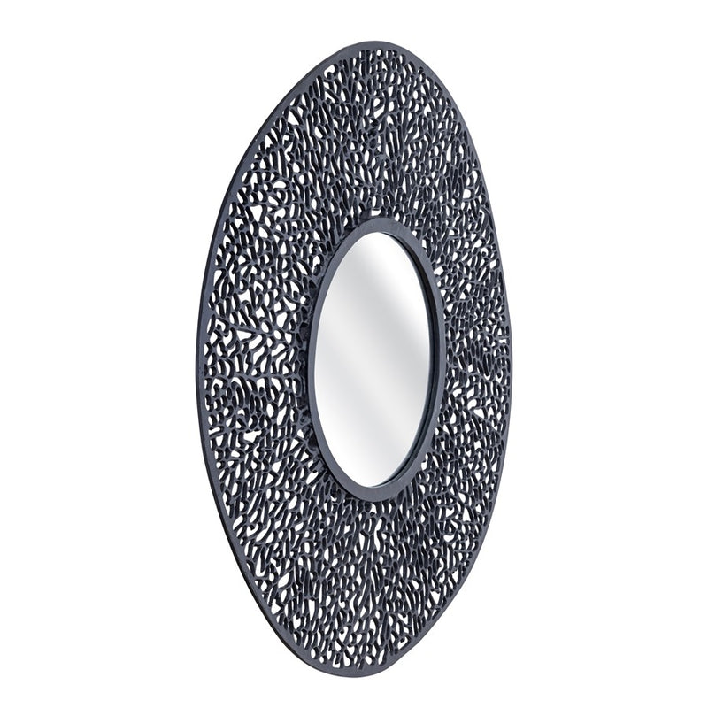 Atlas Lighting Azoni 45in Round Wall Mirror | Modern Matte Black Metal Frame | Entryway & Living Room Accent | 45 x 45 x 1 in | Model MI11011-02