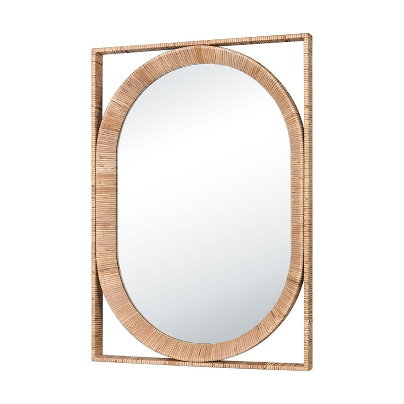 Atlas Lighting Baarlo 23in Oval Wall Mirror | Natural Rattan Frame | Bedroom & Entryway Accent | 23 x 33 x 2 in | Model MI11012-01