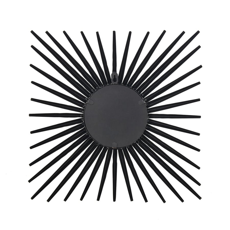 Atlas Lighting Burst 16in Round Wall Mirror | Black Metal Sunburst Frame | Entryway & Living Room Accent | 16 x 1.75 x 16 in | Model MI11019-01