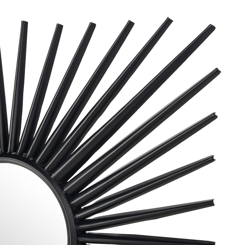 Atlas Lighting Burst 16in Round Wall Mirror | Black Metal Sunburst Frame | Entryway & Living Room Accent | 16 x 1.75 x 16 in | Model MI11019-01