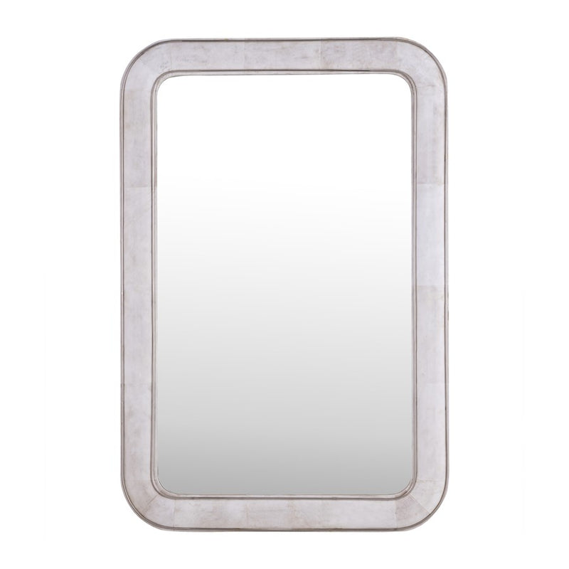 Atlas Lighting Burton 32x48in Rectangular Wall Mirror | Parchment Frame with Nickel Accents | Entryway & Bedroom Accent | Model MI11020-01