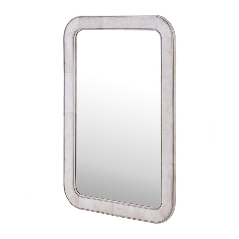 Atlas Lighting Burton 32x48in Rectangular Wall Mirror | Parchment Frame with Nickel Accents | Entryway & Bedroom Accent | Model MI11020-01