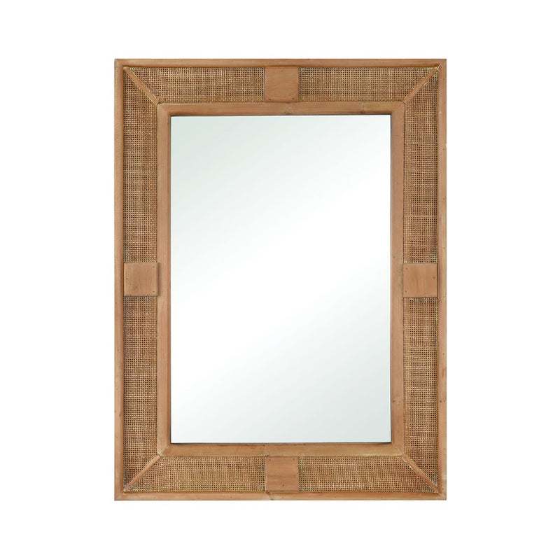 Atlas Lighting Cabana 29.5in x 39.5in Wall Mirror | Natural Wood and Rattan Frame | Entryway, Bathroom & Bedroom | Model MI11021-01