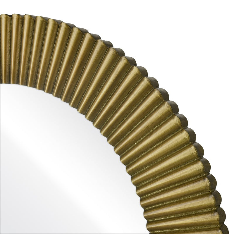 Atlas Lighting Ellipse 32.25in Round Wall Mirror | Antique Brass Wood Frame | Entryway & Living Room Accent | Model MI11036-01