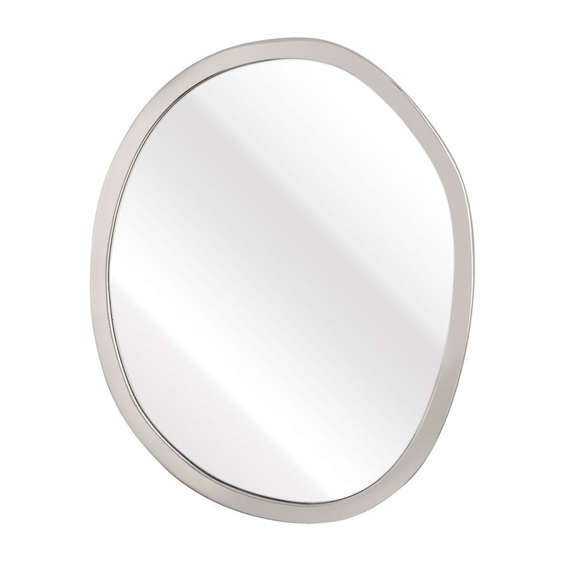 Atlas Lighting Flex 21in Round Wall Mirror | Modern Polished Nickel Metal Frame | Entryway & Bathroom Accent | 21 x 1 x 26 in | Model MI11039-02