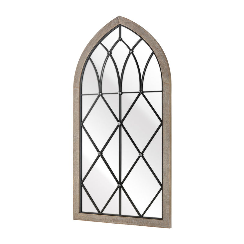 Atlas Lighting Irya 26in Vertical Wall Mirror | Traditional Weathered Brown Wood Composite | Entryway & Hallway Accent | Model MI11047-01
