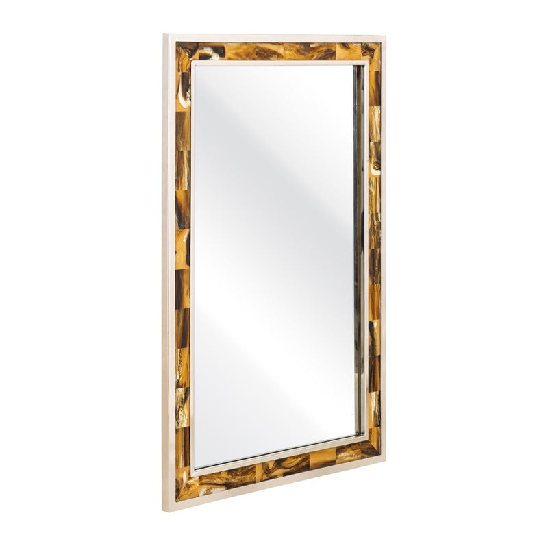 Atlas Lighting Juba 24in Rectangular Wall Mirror | Horn and Polished Nickel Frame | Entryway & Bathroom Accent | Model MI11051-01
