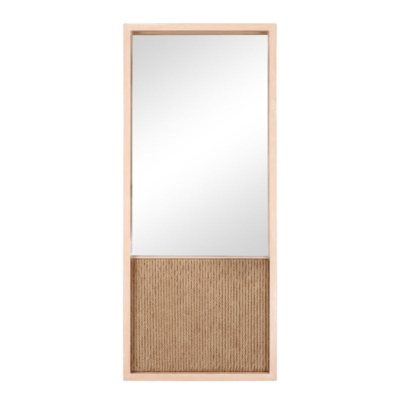 Atlas Lighting Latham 24in Rectangular Wall Mirror | Natural Oak and Rope Frame | Coastal Entryway & Bathroom Accent | Model MI11056-01