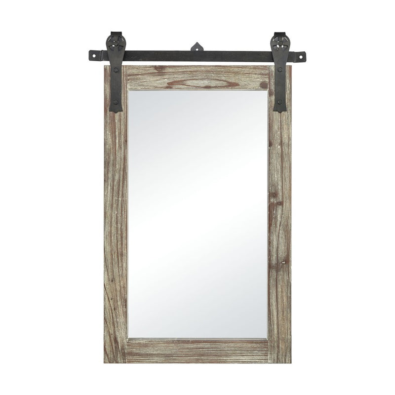 Atlas Lighting Los Olivos 24in Rectangular Wall Mirror | Graywash Wood & Black Metal Frame | Entryway & Bedroom Accent | Model MI11060-01
