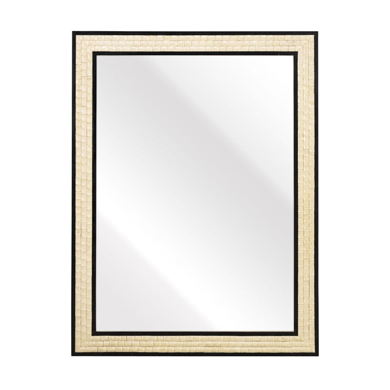 Atlas Lighting Sana 30x40in Rectangular Wall Mirror | Ivory Composite Frame with Black Trim | Entryway & Bathroom Accent | Model MI11078-01