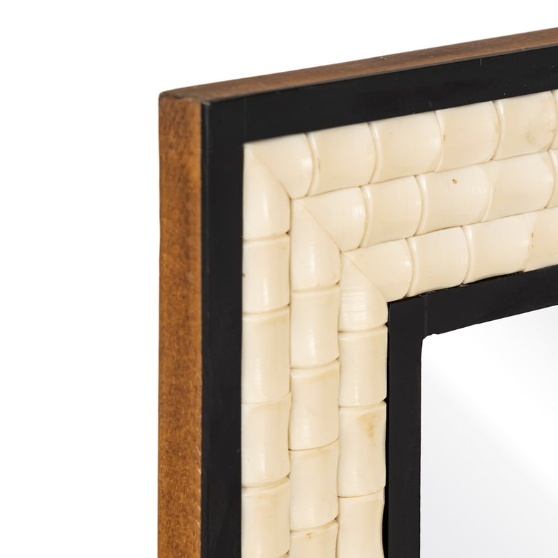 Atlas Lighting Sana 30x40in Rectangular Wall Mirror | Ivory Composite Frame with Black Trim | Entryway & Bathroom Accent | Model MI11078-01