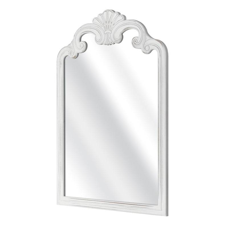 Atlas Lighting Terry 25in White Traditional Wall Mirror | Distressed White Wood Frame | Entryway & Bathroom Accent | Model MI11082-01