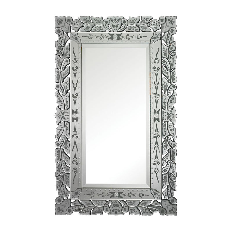 Atlas Lighting Venetian 31in Mirror Traditional Wall Mirror | Etched Glass & Wood Frame | Living Room & Entryway Accent | Model MI11087-01
