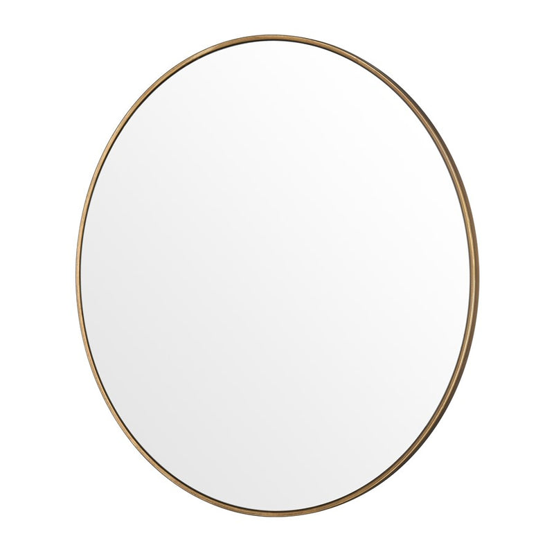 Atlas Lighting Delk 35.5in Round Wall Mirror | Transitional Brass Metal Frame | Entryway & Powder Room Accent | Model MI11092-01