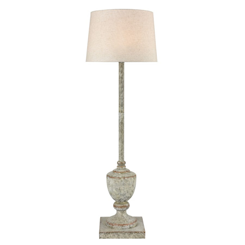 Atlas Lighting Regus 51in 1-Light Outdoor Floor Lamp | Transitional Antique Gray and Natural Fabric Shade | Porch & Patio Reading | Model OL11003-GY