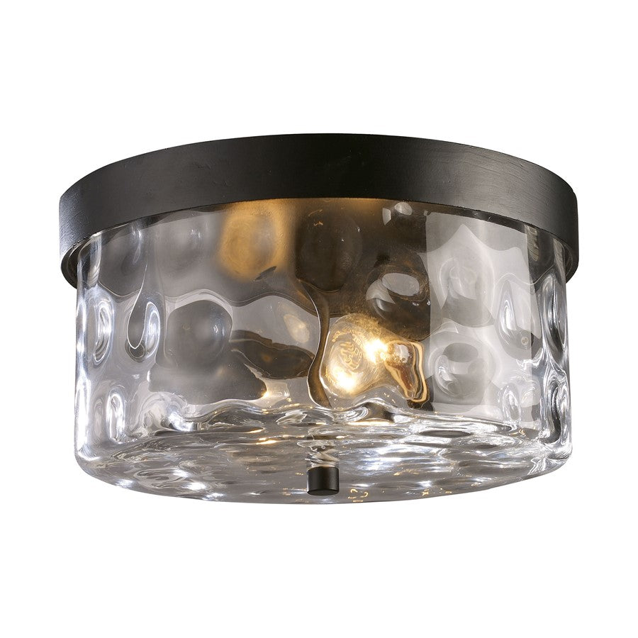 Atlas Lighting Grand Aisle 11''W 2Lt Outdoor Flush, Bronze/Clear
