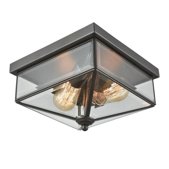 Atlas Lighting Lankford 10''W 2Lt Outdoor Flush Mount, Bronze/Clear - OL11008-BZ
