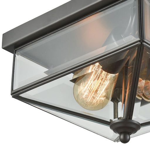 Atlas Lighting Lankford 10''W 2Lt Outdoor Flush Mount, Bronze/Clear