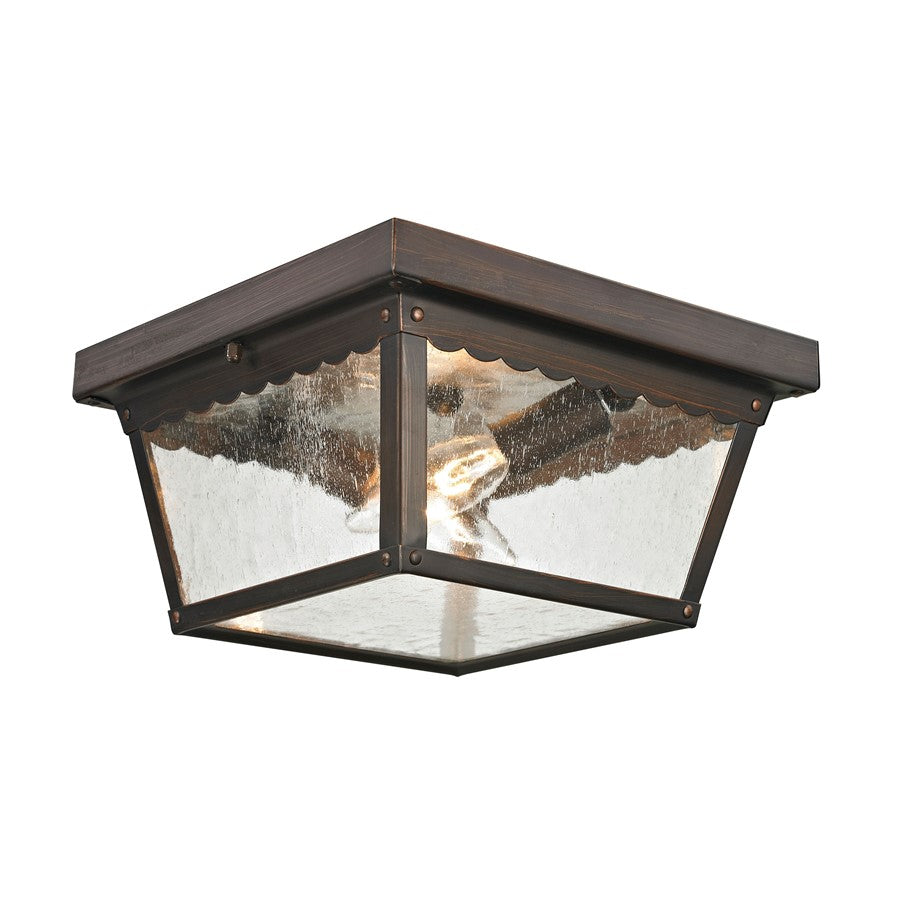 Atlas Lighting Springfield 10''W 2Lt Outdoor Flush, Bronze/Clear