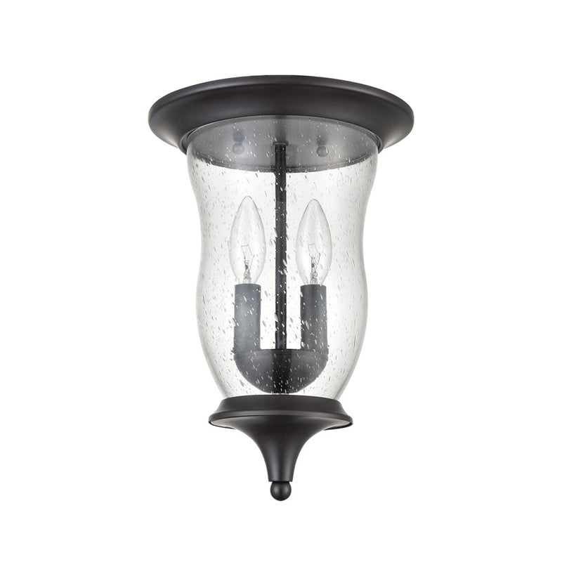 Atlas Lighting Trinity 9in 2-Light Outdoor Flush Mount | Traditional Oil Rubbed Bronze and Clear Seeded Glass | Covered Patio | Model OL11011-BZ