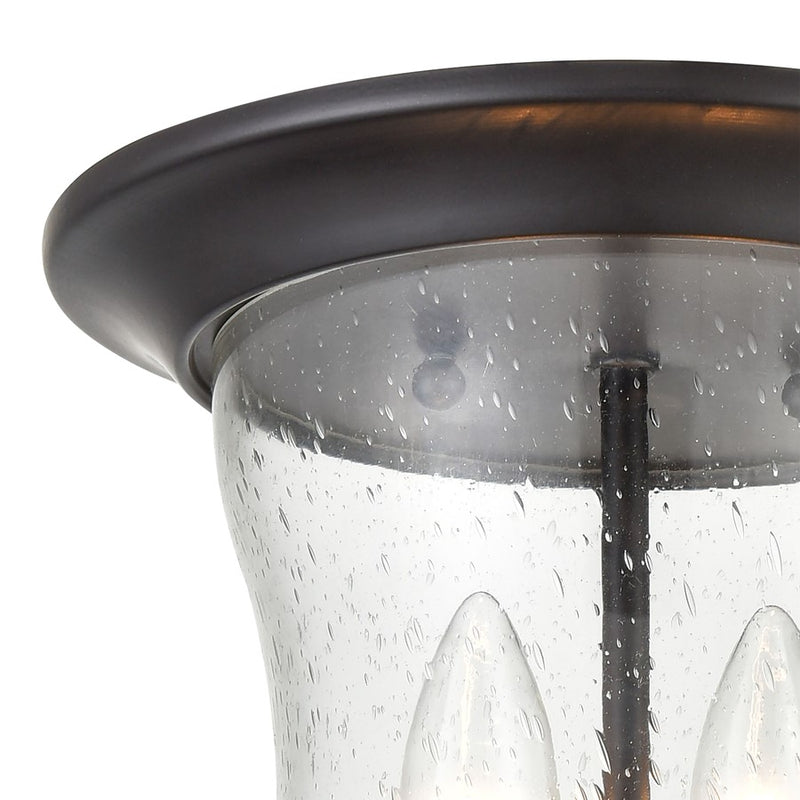 Atlas Lighting Trinity 9''W 2Lt Outdoor Flush Mount, Bronze/Clear