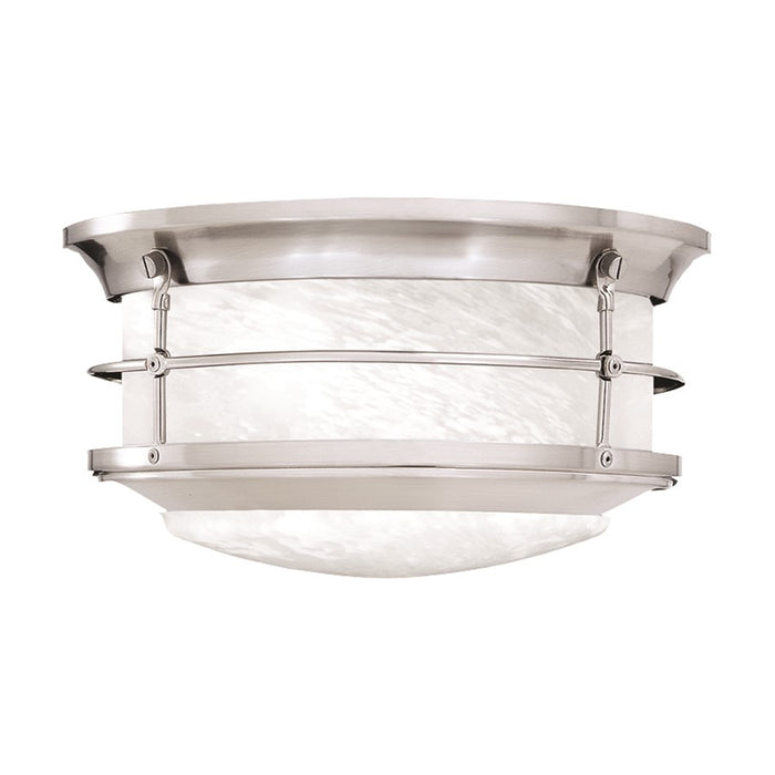 Atlas Lighting Verglas 11.25''W 2Lt Outdoor Flush, Nickel/White