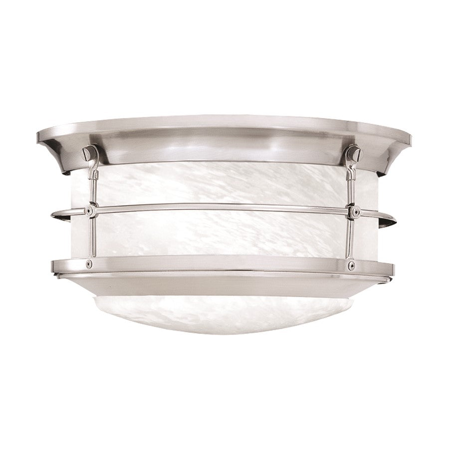 Atlas Lighting Verglas 11.25''W 2Lt Outdoor Flush, Nickel/White