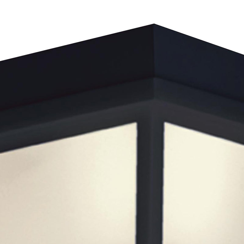 Atlas Lighting Wavy 8in 1-Light Outdoor Flush Mount | Traditional Black and White Glass | Covered Patio & Entryway | 8 x 8 x 5 in | Model OL11014-BK