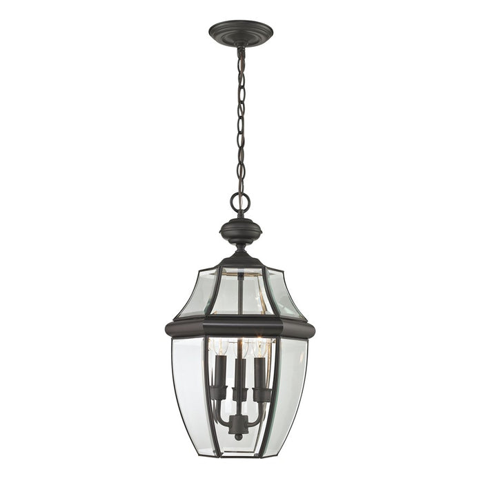 Atlas Lighting Ashford 12'' Wide 3Lt Outdoor Pendant, Bronze/Clear