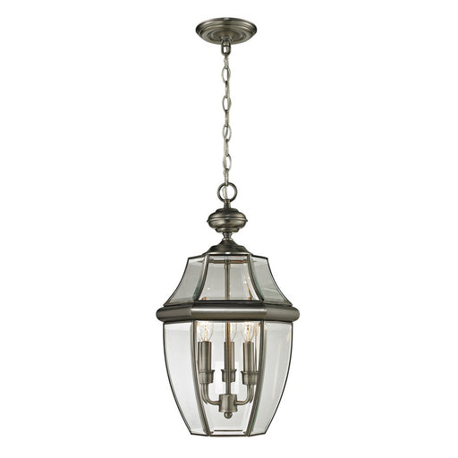 Atlas Lighting Ashford 12'' Wide 3Lt Outdoor Pendant, Nickel/Clear