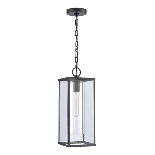 Atlas Lighting Augusta 7'' Wide 1Lt Outdoor Pendant, Black/Clear