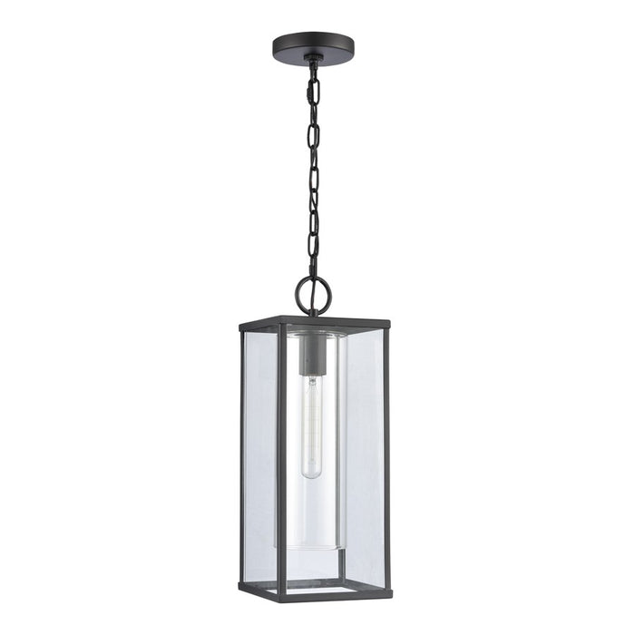 Atlas Lighting Augusta 7'' Wide 1Lt Outdoor Pendant, Black/Clear