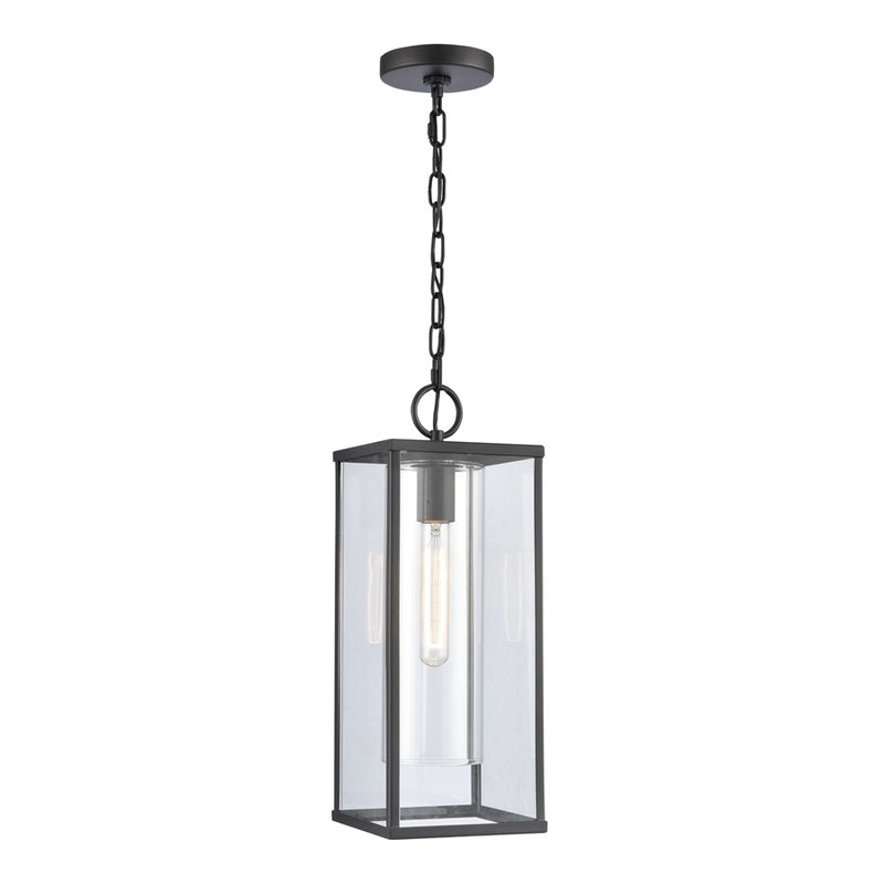 Atlas Lighting Augusta 7'' Wide 1Lt Outdoor Pendant, Black/Clear