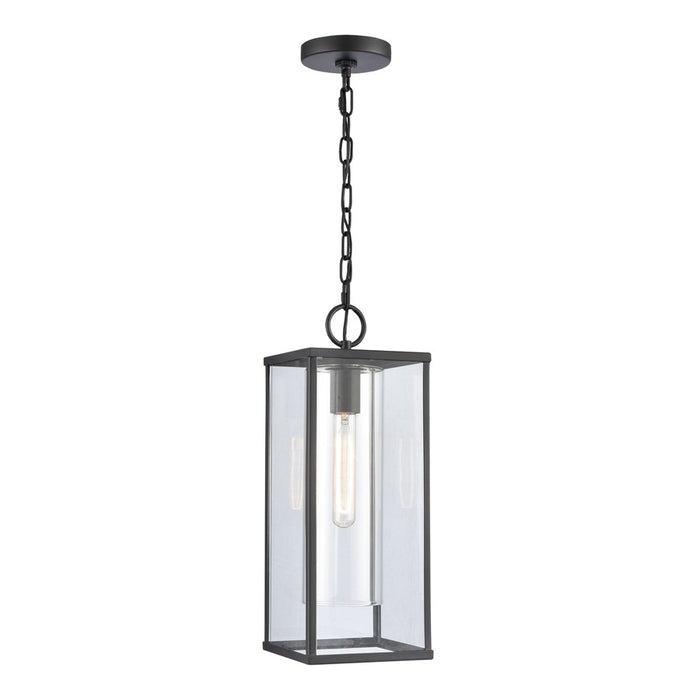 Atlas Lighting Augusta 7'' Wide 1Lt Outdoor Pendant, Black/Clear