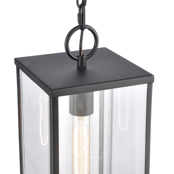 Atlas Lighting Augusta 7'' Wide 1Lt Outdoor Pendant, Black/Clear