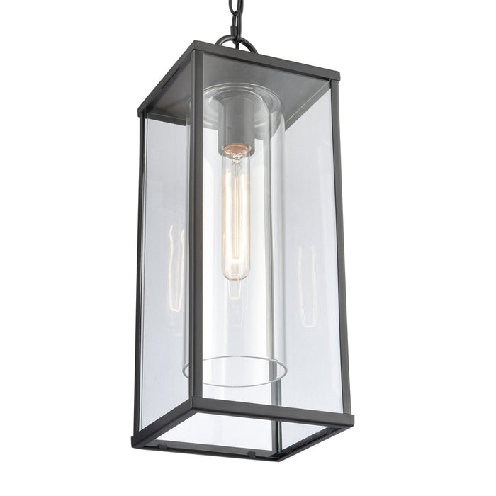 Atlas Lighting Augusta 7'' Wide 1Lt Outdoor Pendant, Black/Clear