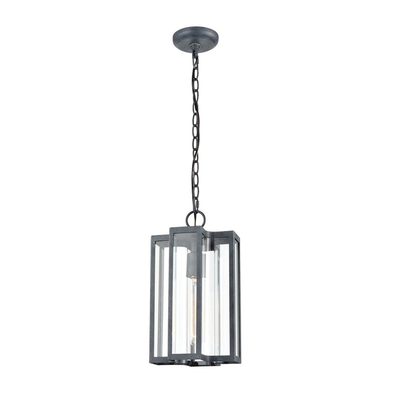 Atlas Lighting Bianca 8in 1-Light Outdoor Pendant | Transitional Aged Zinc and Clear Glass | Covered Patio & Entryway | Model OL11020-GY
