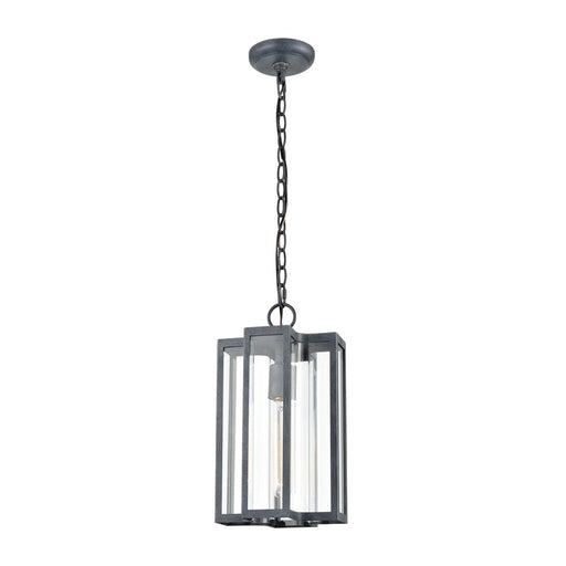 Atlas Lighting Bianca 8'' Wide 1Lt Outdoor Pendant, Aged Zinc/Clear