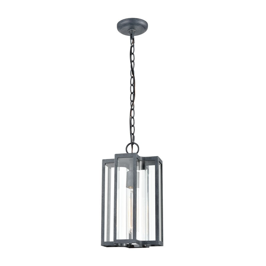 Atlas Lighting Bianca 8'' Wide 1Lt Outdoor Pendant, Aged Zinc/Clear