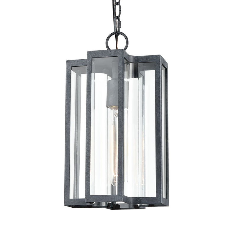 Atlas Lighting Bianca 8in 1-Light Outdoor Pendant | Transitional Aged Zinc and Clear Glass | Covered Patio & Entryway | Model OL11020-GY
