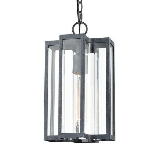 Atlas Lighting Bianca 8'' Wide 1Lt Outdoor Pendant, Aged Zinc/Clear
