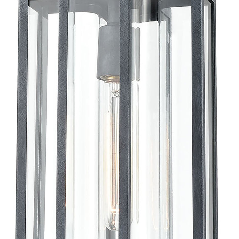 Atlas Lighting Bianca 8in 1-Light Outdoor Pendant | Transitional Aged Zinc and Clear Glass | Covered Patio & Entryway | Model OL11020-GY